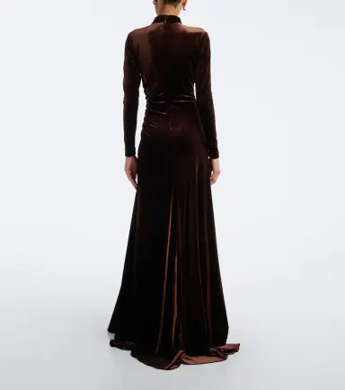 MONIQUE LHUILLIER Draped embellished velvet gown | Thumbnail 3