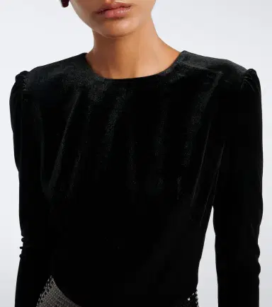 MONIQUE LHUILLIER Sequined velvet-paneled gown | Thumbnail 4