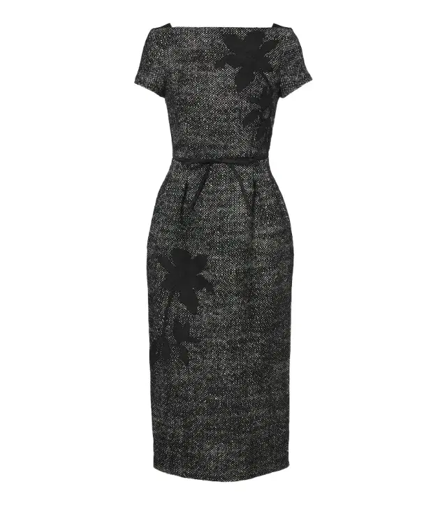 Erdem Embroidered wool-blend midi dress