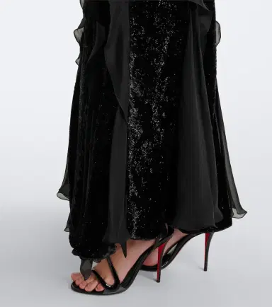 Roberto Cavalli Embellished ruffled velvet gown | Thumbnail 4