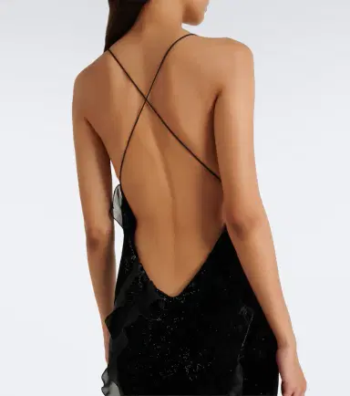 Roberto Cavalli Embellished ruffled velvet gown | Thumbnail 6