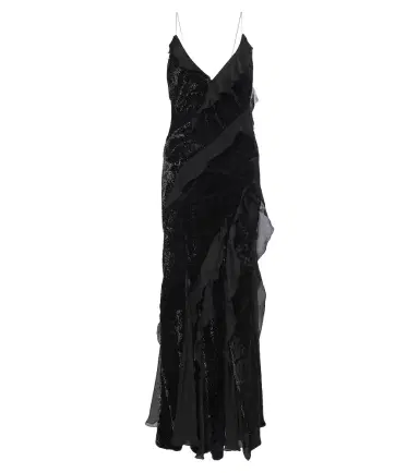 Roberto Cavalli Embellished ruffled velvet gown | Thumbnail 1