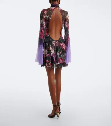 Roberto Cavalli Floral open-back silk minidress | Thumbnail 3
