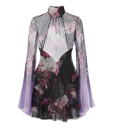 Roberto Cavalli Floral open-back silk minidress | Thumbnail 1
