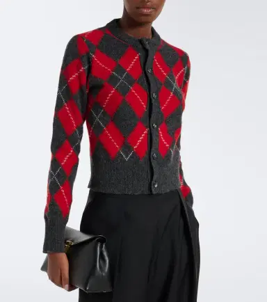 AMI PARIS Argyle virgin wool cardigan | Thumbnail 2