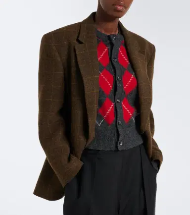 AMI PARIS Argyle virgin wool cardigan | Thumbnail 6