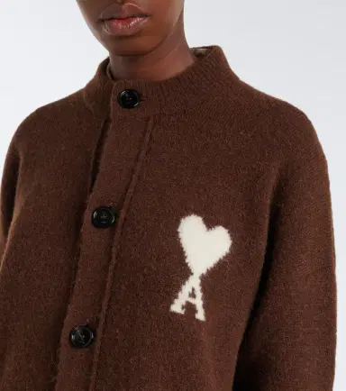 AMI PARIS Ami De Coeur alpaca and wool-blend cardigan | Thumbnail 4