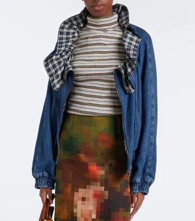 Dries Van Noten Checked ruffled denim jacket | Thumbnail 2