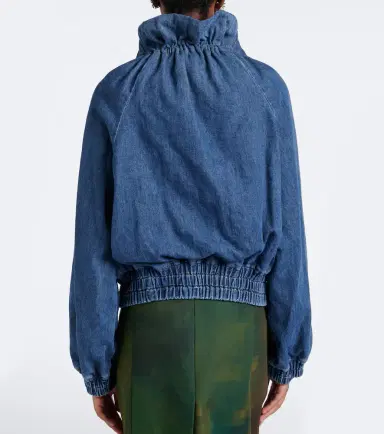 Dries Van Noten Checked ruffled denim jacket | Thumbnail 3