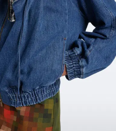 Dries Van Noten Checked ruffled denim jacket | Thumbnail 4