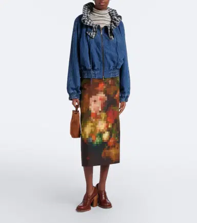Dries Van Noten Checked ruffled denim jacket | Thumbnail 5