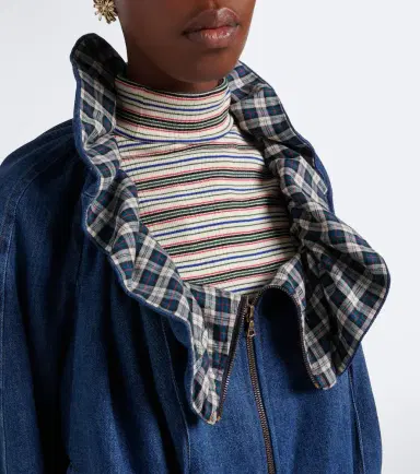 Dries Van Noten Checked ruffled denim jacket | Thumbnail 6