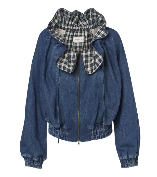 Dries Van Noten Checked ruffled denim jacket