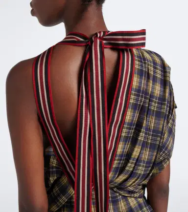 Dries Van Noten Checked draped one-shoulder top | Thumbnail 4