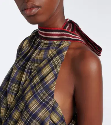 Dries Van Noten Checked draped one-shoulder top | Thumbnail 5