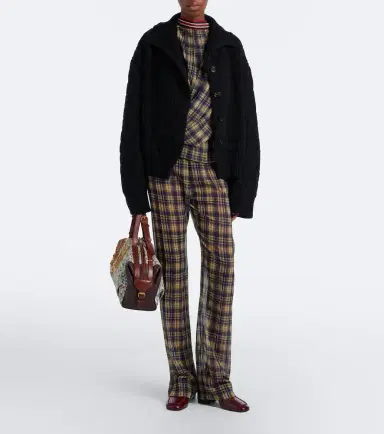 Dries Van Noten Checked draped one-shoulder top | Thumbnail 6