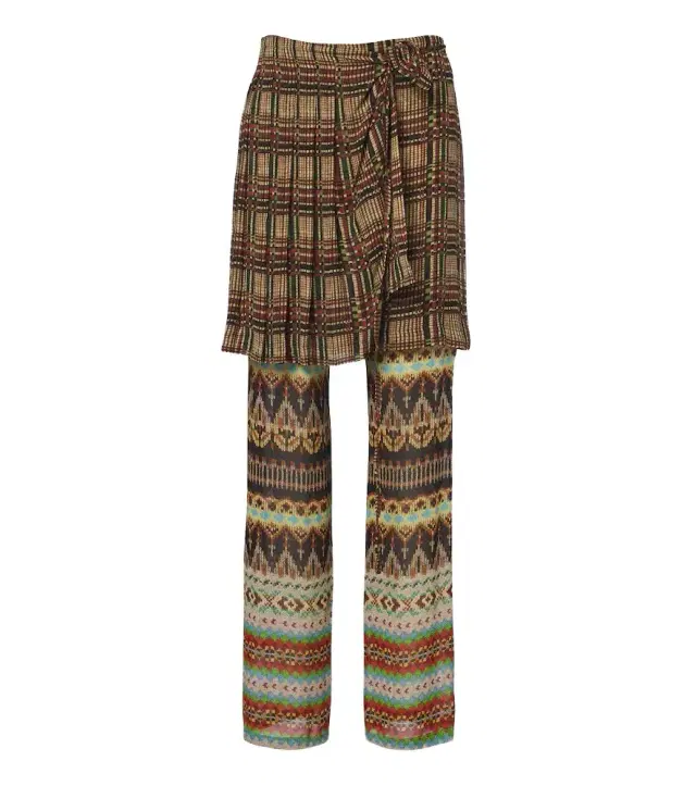 Dries Van Noten Printed layered wide-leg pants
