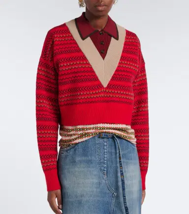 Dries Van Noten Jacquard wool-blend polo sweater | Thumbnail 2