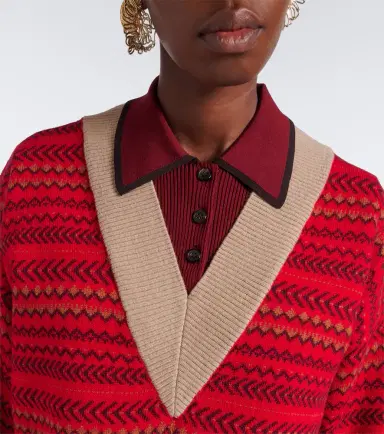 Dries Van Noten Jacquard wool-blend polo sweater | Thumbnail 6