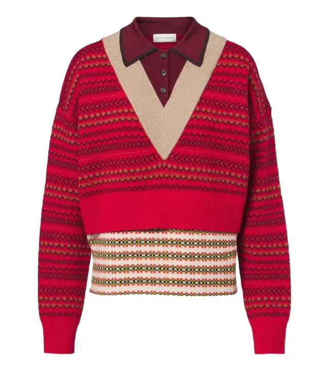 Dries Van Noten Jacquard wool-blend polo sweater