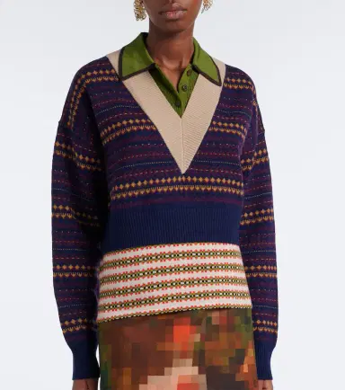 Dries Van Noten Jacquard wool-blend polo sweater | Thumbnail 3