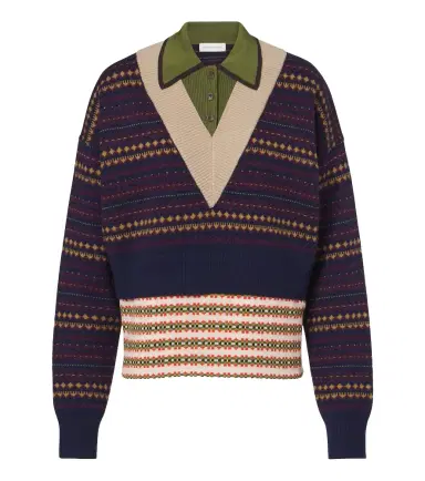 Dries Van Noten Jacquard wool-blend polo sweater | Thumbnail 1