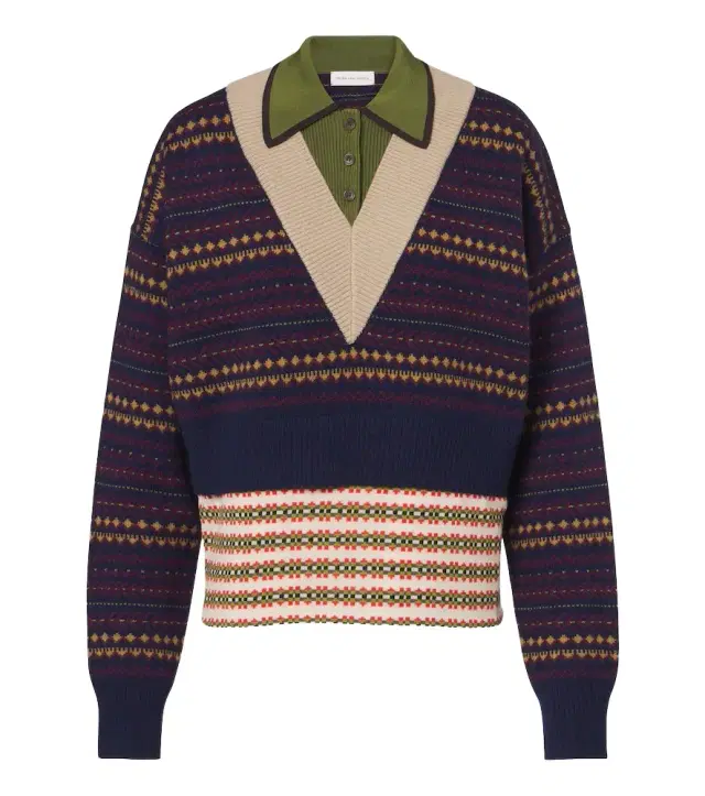 Dries Van Noten Jacquard wool-blend polo sweater