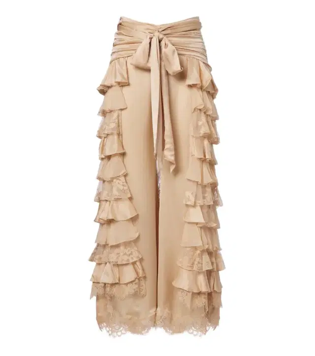 Valiant ruffled silk chiffon wide-leg pants