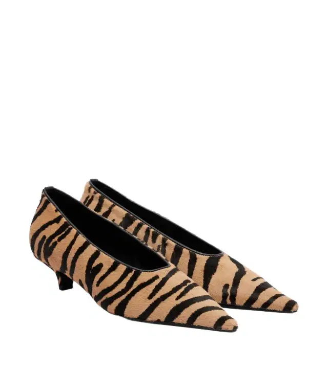 Printed calf-hair pumps