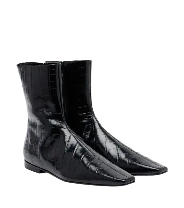 TOTEME Croc-effect leather ankle boots