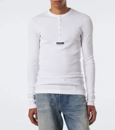 Dolce & Gabbana Logo ribbed-knit cotton Henley shirt | Thumbnail 4 Dolce & Gabbana Logo ribbed-knit cotton Henley shirt | Thumbnail 4