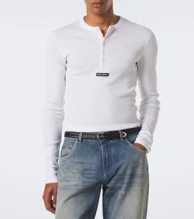 Dolce & Gabbana Logo ribbed-knit cotton Henley shirt | Thumbnail 5 Dolce & Gabbana Logo ribbed-knit cotton Henley shirt | Thumbnail 5