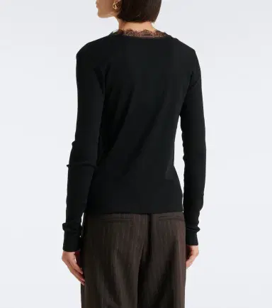 Vince Lace-trimmed ribbed-knit top | Thumbnail 4
