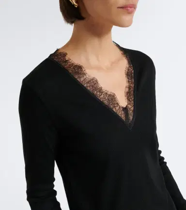 Vince Lace-trimmed ribbed-knit top | Thumbnail 6