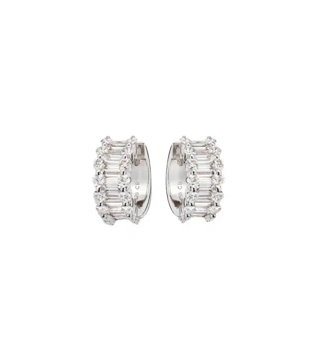 Bucherer Fine Jewellery Baguette Love 18kt white gold hoop earrings with diamonds
