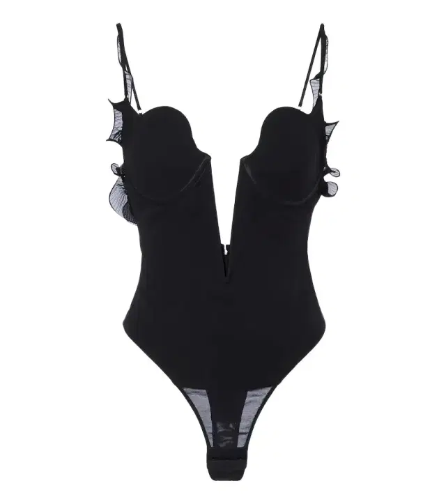 Ruffled silk bodysuit