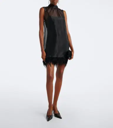Staud Albee feather-trimmed silk minidress | Thumbnail 4
