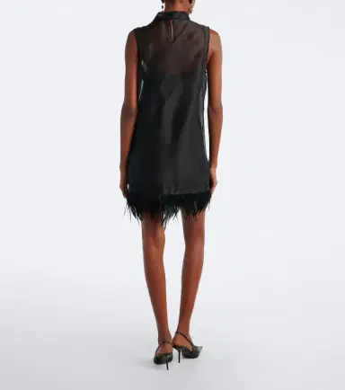 Staud Albee feather-trimmed silk minidress | Thumbnail 5