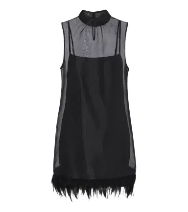 Staud Albee feather-trimmed silk minidress | Thumbnail 1