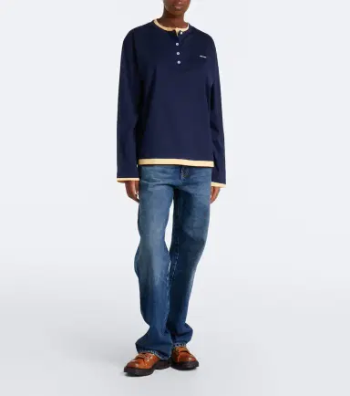 Miu Miu Layered cotton jersey Henley shirt | Thumbnail 2