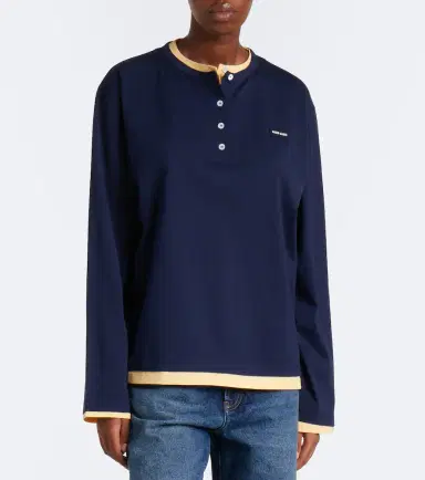 Miu Miu Layered cotton jersey Henley shirt | Thumbnail 4