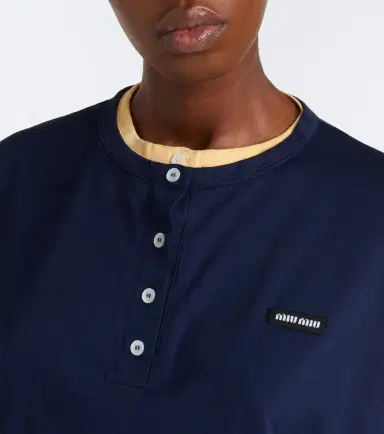 Miu Miu Layered cotton jersey Henley shirt | Thumbnail 6