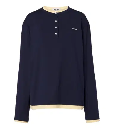 Miu Miu Layered cotton jersey Henley shirt | Thumbnail 1