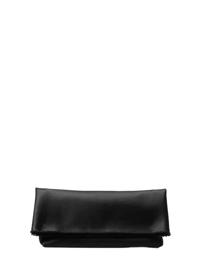 Michael Kors Collection Isabella Satin Foldover Clutch in Black - One Size by Michael Kors Collection