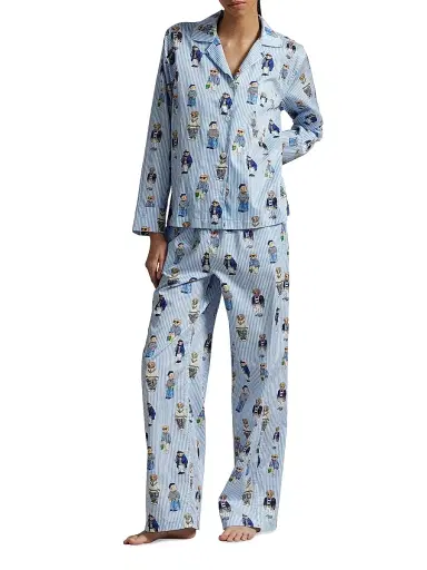 Polo Ralph Lauren Women's Madison Teddy Bear Stripe Pajama Set | Thumbnail 4 Polo Ralph Lauren Women's Madison Teddy Bear Stripe Pajama Set | Thumbnail 4