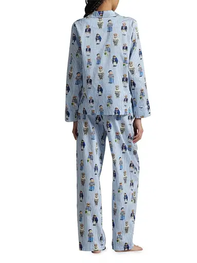 Polo Ralph Lauren Women's Madison Teddy Bear Stripe Pajama Set | Thumbnail 5 Polo Ralph Lauren Women's Madison Teddy Bear Stripe Pajama Set | Thumbnail 5