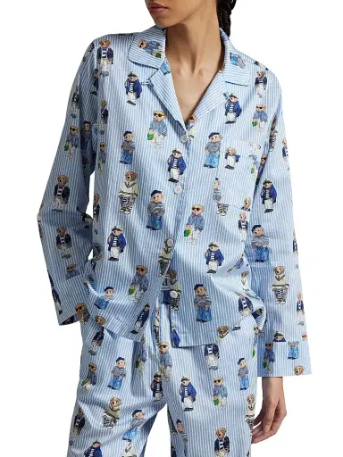 Polo Ralph Lauren Women's Madison Teddy Bear Stripe Pajama Set | Thumbnail 6 Polo Ralph Lauren Women's Madison Teddy Bear Stripe Pajama Set | Thumbnail 6