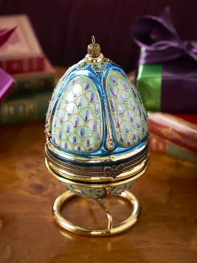 Komozja Peacock Hinged Egg Ornament | Thumbnail 2