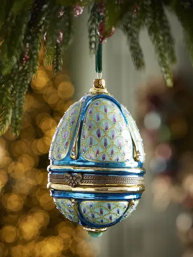 Komozja Peacock Hinged Egg Ornament | Thumbnail 3