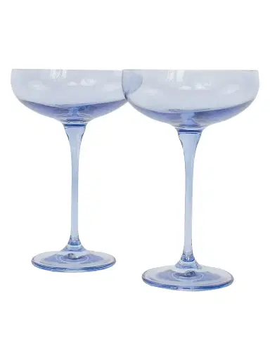 Estelle Colored Glass Champagne Coupe 2-Piece Stem Glass Set | Thumbnail 1